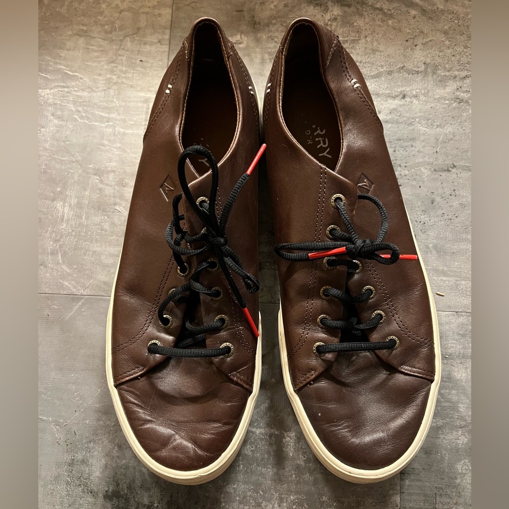 Sperry Top-sider Sts19818 Brown Strip Plushwave Ltt Leather Lace Up Men’s 10.5